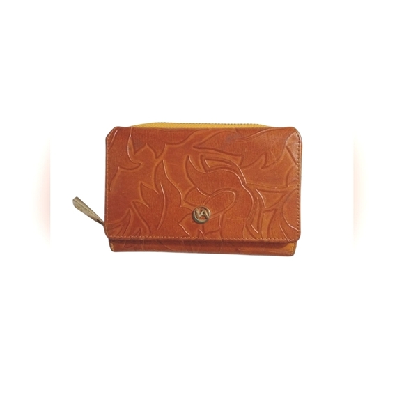 Valentina Wallet Caramel Brown Small Trifold Embossed Wallet - Picture 12 of 12